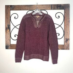 Pronto Uono Y2K Grandpacore Quarter Zip  Unisex 100% Wool Burgundy Sweater SZ L